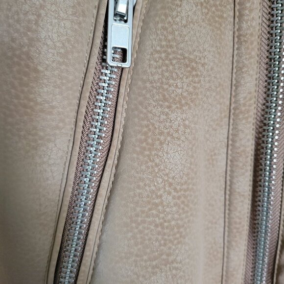 Topman Tan Jacket Men's Large Faux Shearling Borg Collar Aviator Buckle Coat NWT - Picture 3 of 12